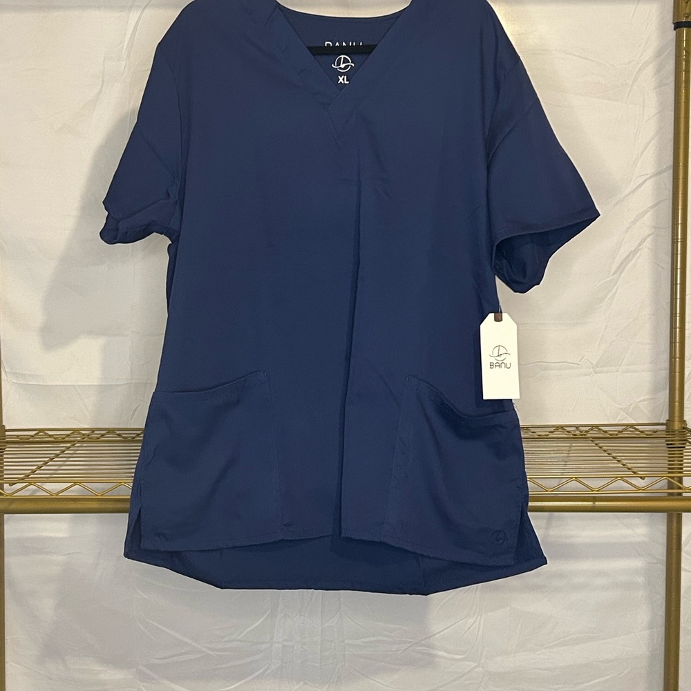 Blue Boxy Relaxed Scrub Top